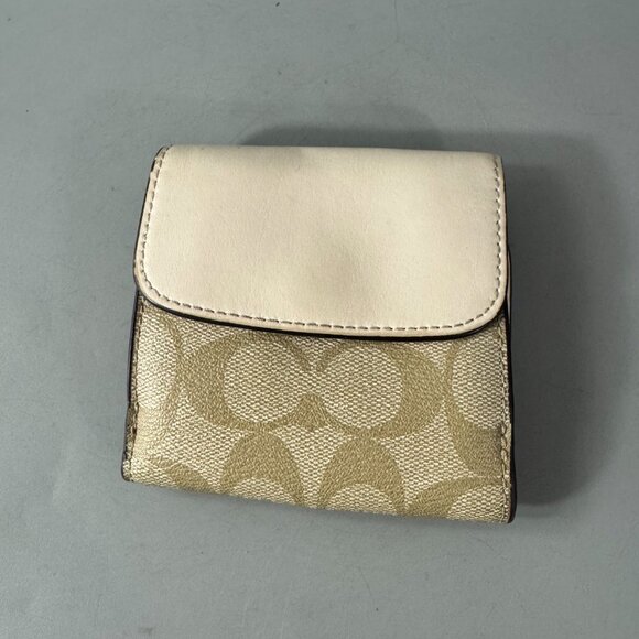 Coach Small Trifold Wallet In Blocked Signature Canvas - Picture 3 of 13